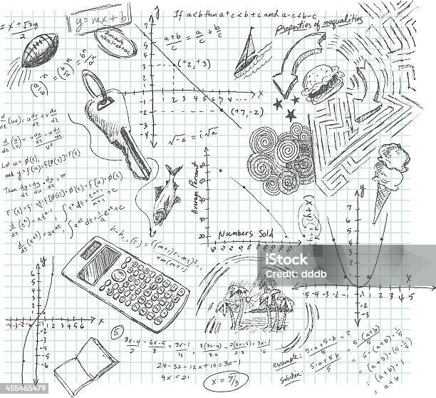 Vetores de Álgebra Classe Daydream Rabisco e mais imagens de Caderno de Anotação - Caderno de Anotação, Educação, Rabisco - Desenho