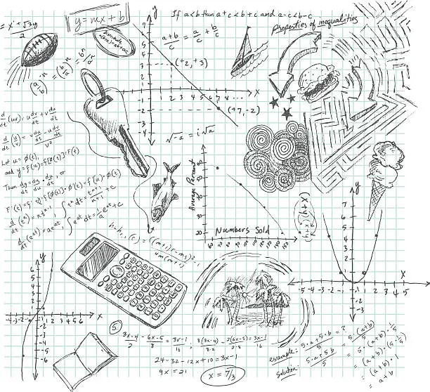 Vector illustration of Algebra Class Daydream Doodle