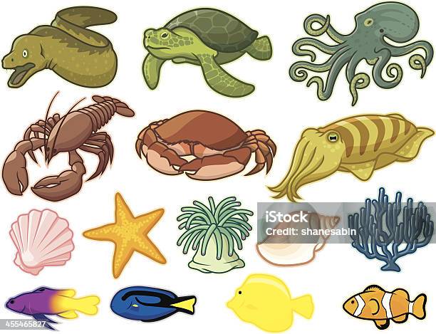 Creature Del Mare - Immagini vettoriali stock e altre immagini di Tartaruga marina - Tartaruga marina, Vettoriale, Granchio - Crostaceo