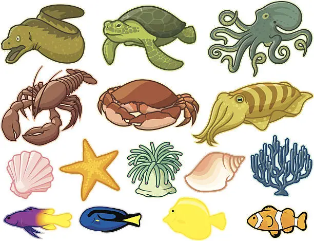 Vector illustration of Sea Creatures