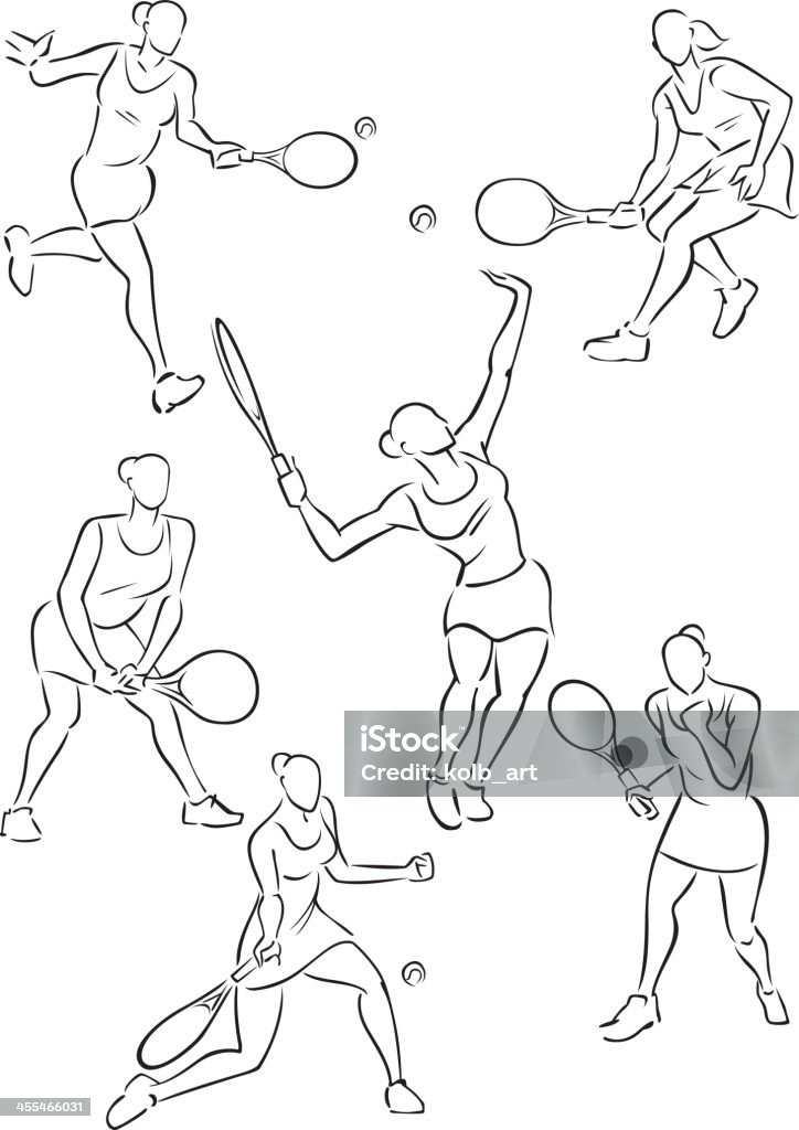 tennis Femmes - clipart vectoriel de Coup droit libre de droits