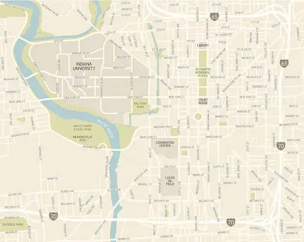 Vector illustration of Indianapolis Downtown Map