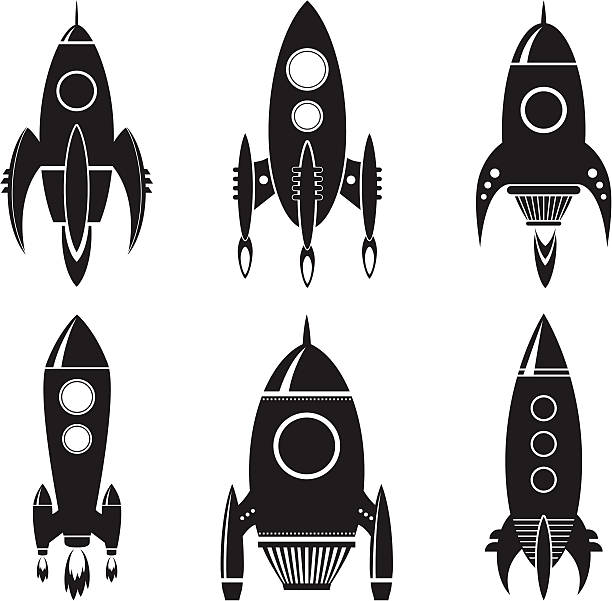 Space Rocket Vector set of space rockets. rocketship silhouettes stock illustrations