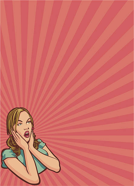 awe girl Retro image of awesome woman, made in adobe illustrator background of the sad face black and white stock illustrations
