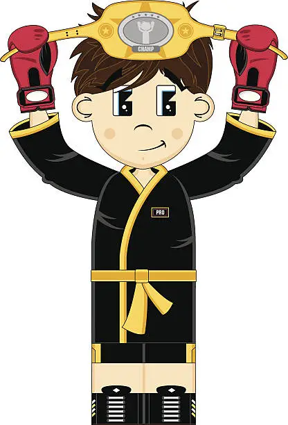Vector illustration of Boxer in Robe with Belt
