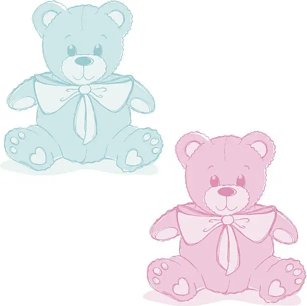 Vector illustration of Cute boy and girl bears