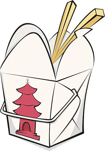 Vector illustration of Chinese takeout box