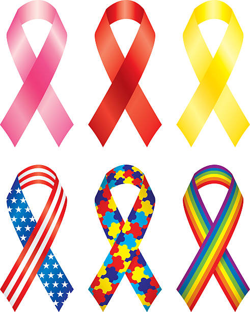 осведомленности ленты - ribbon isolated aids red stock illustrations