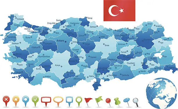 Vector illustration of Turkey - highly detailed map