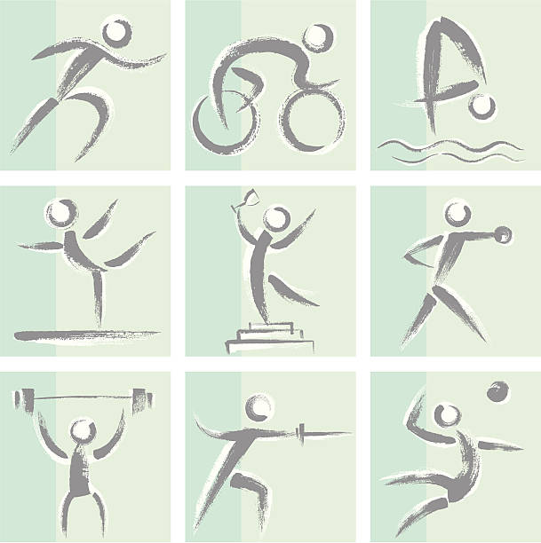 Sports Icon Set Hand Drawn Style Sports Icon Set. There are 3 layers: The brushstroke icons, the white highlights, and the background. Zip contains AI format. Related Files: cycling bicycle pencil drawing cyclist stock illustrations