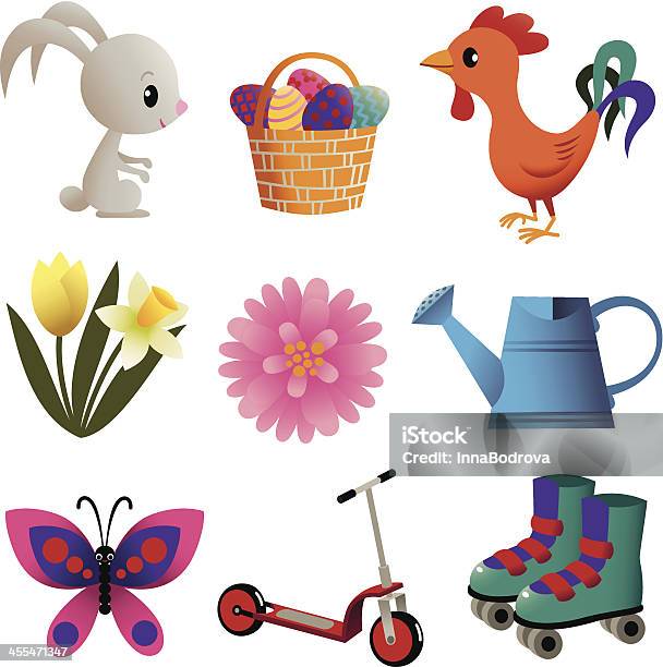Items Representing Spring Set Of Spring Stuff Stock Illustration - Download Image Now - Butterfly ...