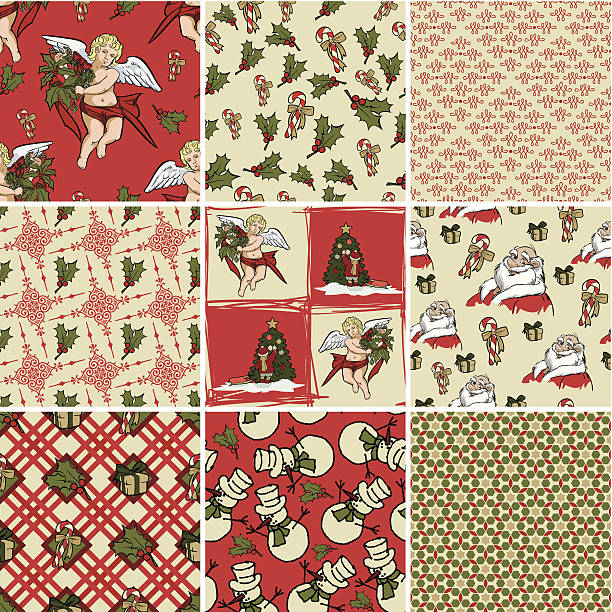 Christmas wrapping paper vector art illustration