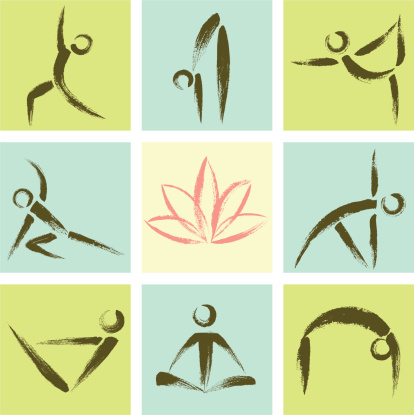 Hand Drawn Style Yoga Position Icons.