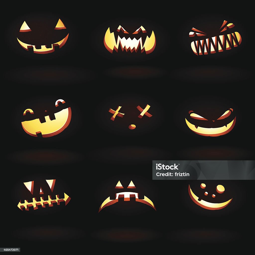 Jack O' Lantern icon set Jack O' Lantern - icon set of 9. Pumpkin stock vector