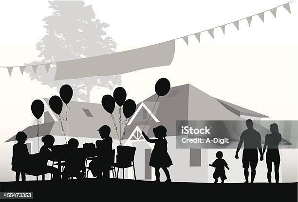 Outdoor Party Vector Silhouette Stock Illustration - Download Image Now - In Silhouette, House, Party - Social Event