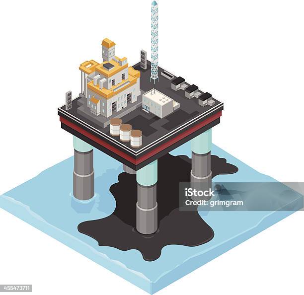 Нефть Slick — стоковая векторная графика и другие изображения на тему Изометрическая проекция - Изометрическая проекция, Разлив нефти, Платформа для добычи нефти