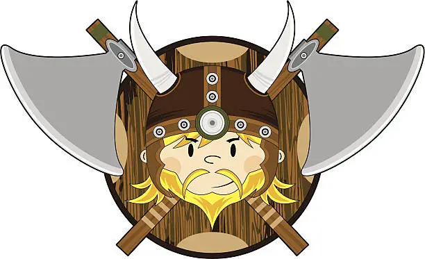 Vector illustration of Viking Warrior WIth Crossed Axes