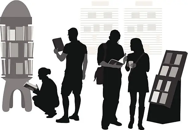 Vector illustration of Readers Vector Silhouette