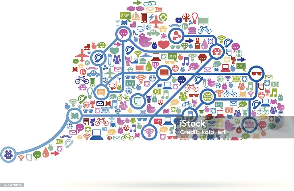 Социальные медиа, цифровой облако речи пузырь - Векторная графика Абстрактный роялти-фри