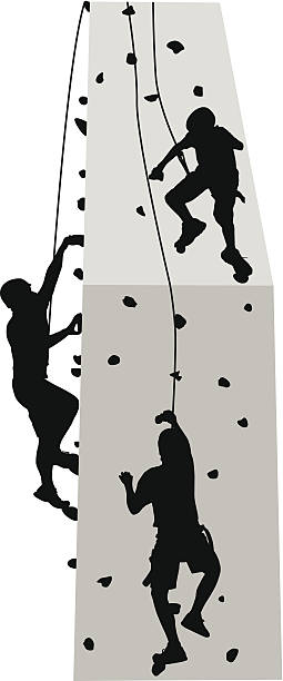 클라이밍 월 - climbing wall rock climbing holding reaching stock illustrations