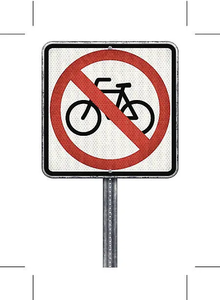 Vector illustration of cycling prohibition road sign