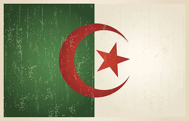 Vector illustration of Algerian grunge vintage flag
