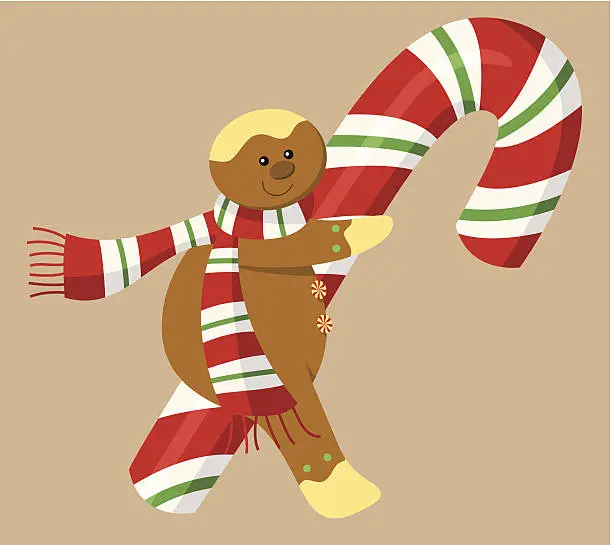 Vector illustration of Gingerbread cookie with candy cane