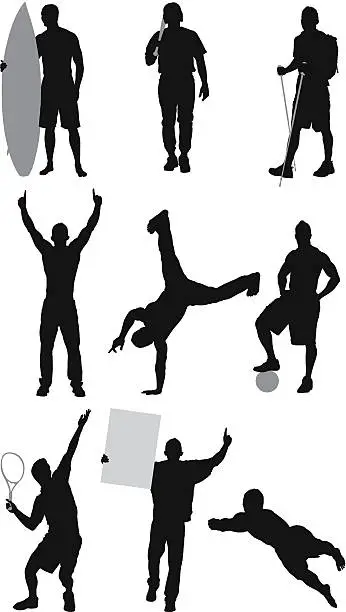 Vector illustration of Men involved in various activities