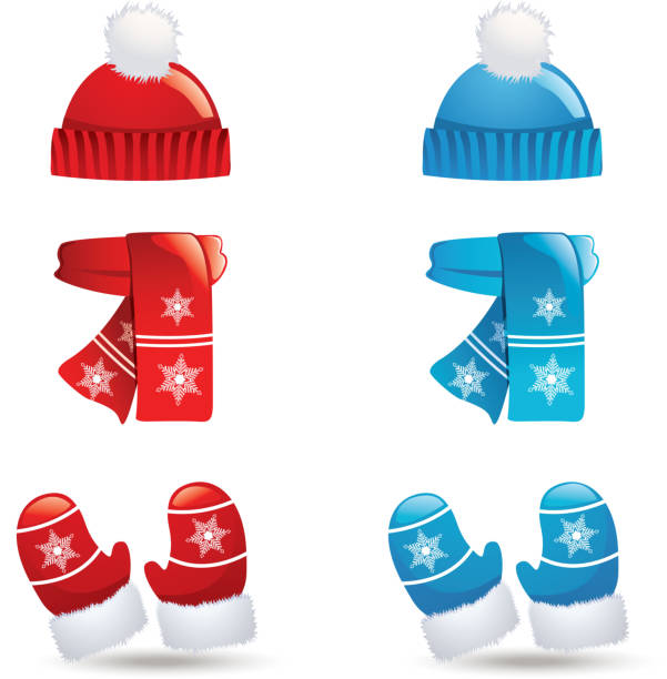 冬服 - scarf winter hat clothing点のイラスト素材／クリップアート素材／マンガ素材／アイコン素材