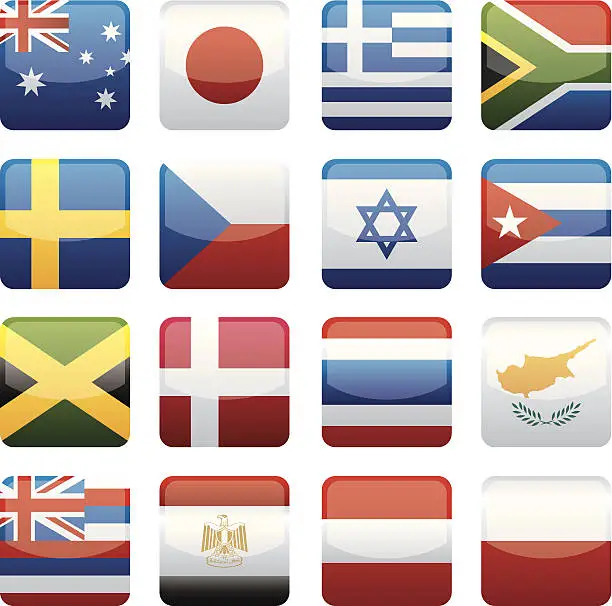 Vector illustration of Collection of popular flags