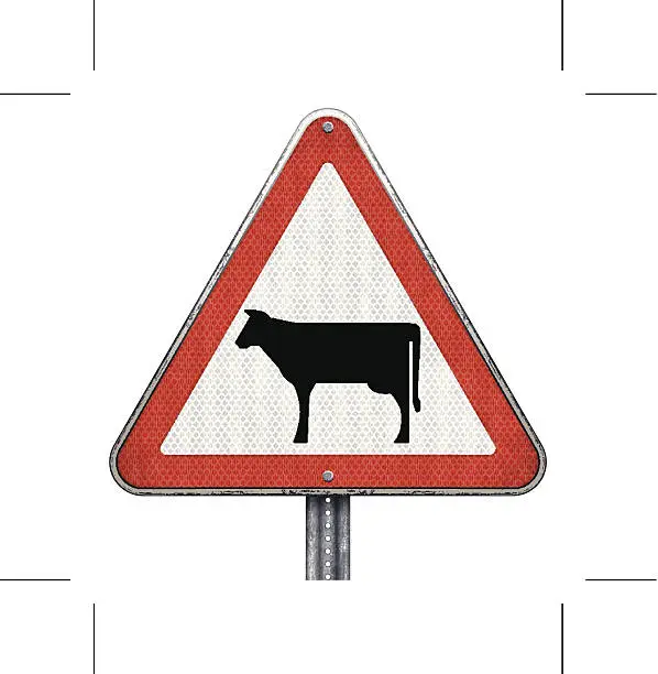 Vector illustration of cattle crossing road sign
