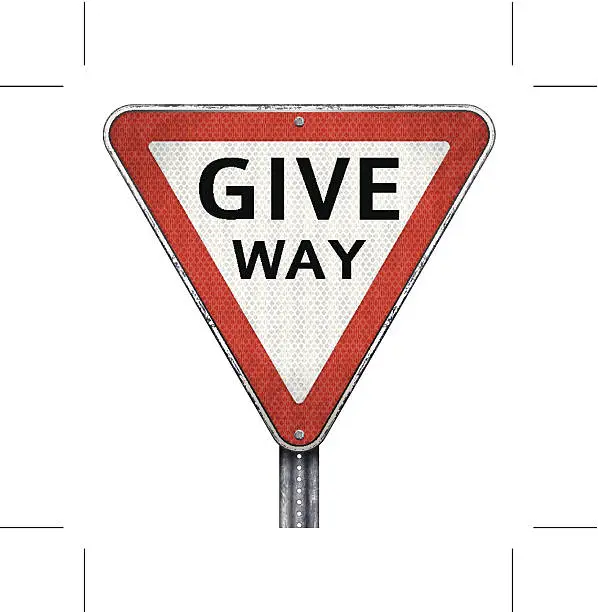 Vector illustration of give way warning sign