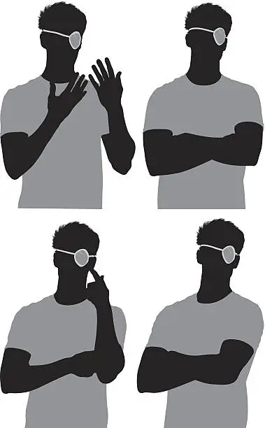 Vector illustration of Multiple images of a man with eye patch