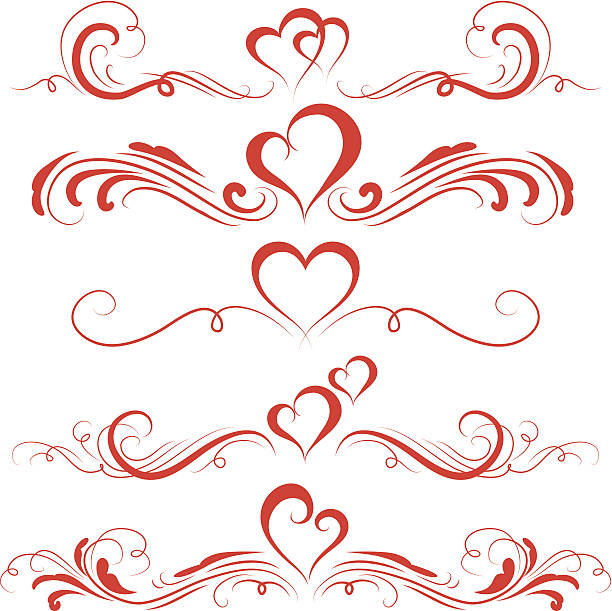 발렌타인 장식품 - ornate swirl heart shape beautiful stock illustrations