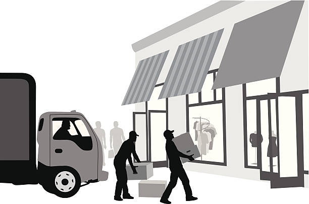 truckin' - store silhouette retail manual worker stock-grafiken, -clipart, -cartoons und -symbole
