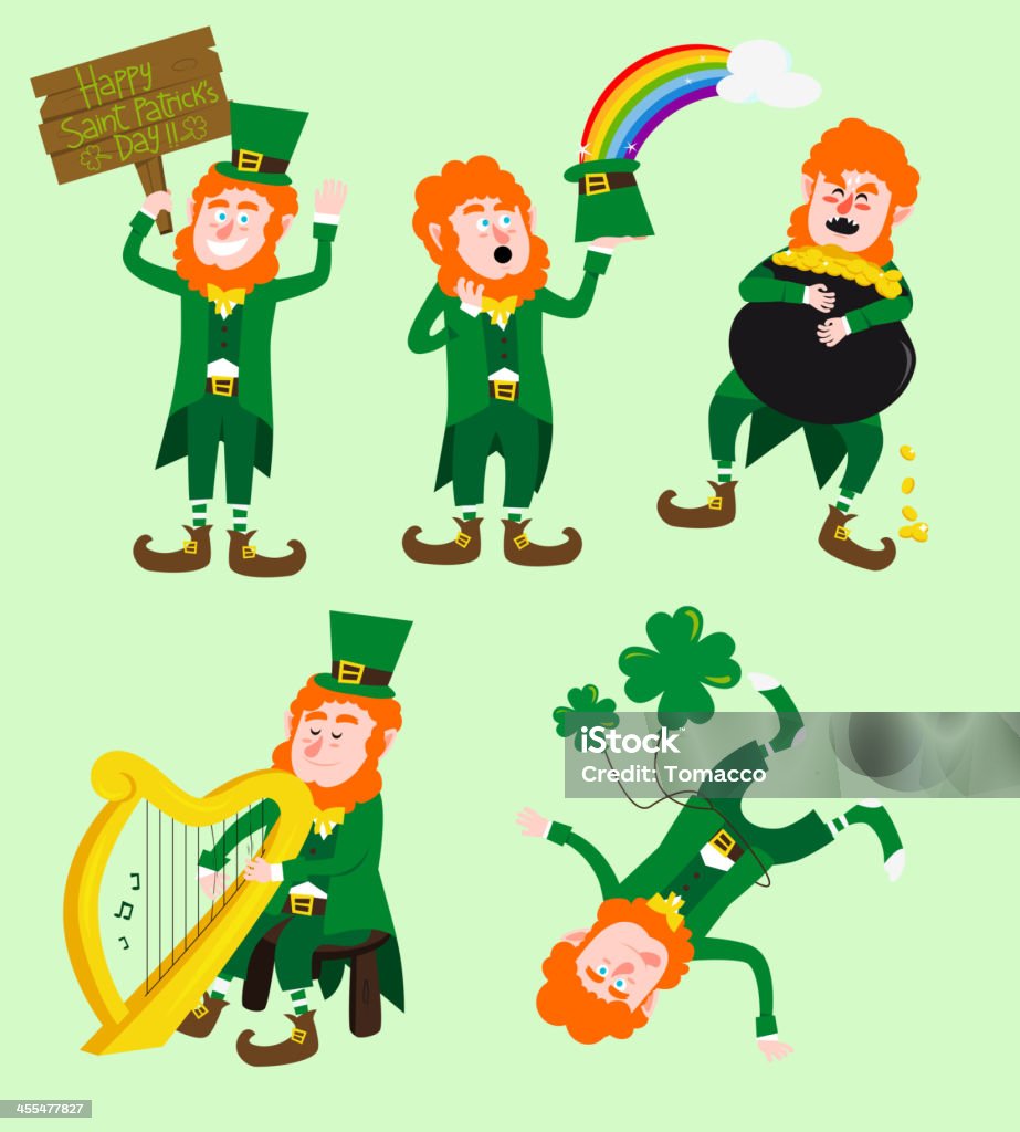 Saint Patricks Leprechauns conjunto - Royalty-free Arco-Íris arte vetorial