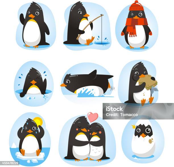Penguin Set Stock Illustration - Download Image Now - Penguin, Cute, Fish