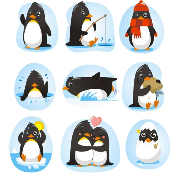 Vector illustration of Penguin Set