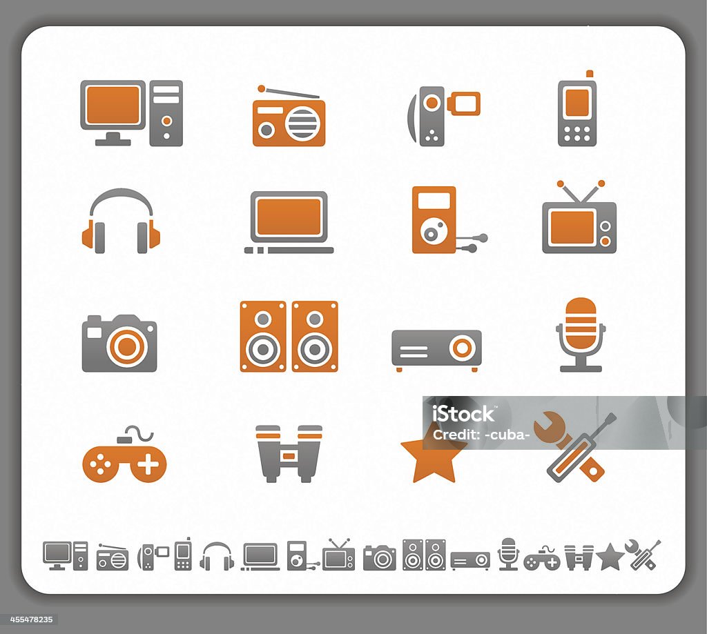 Urządzenia multimedialne ikony - Grafika wektorowa royalty-free (Aparat fotograficzny)