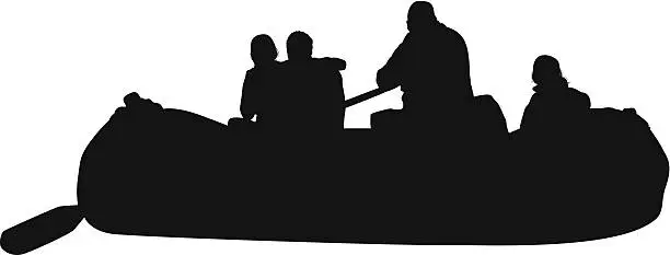 Vector illustration of Silhouette of people rafting