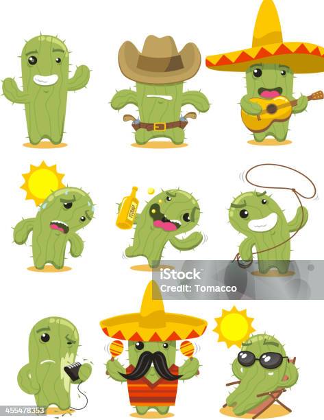 Cactus Set Stock Illustration - Download Image Now - Cactus, Characters, Cartoon