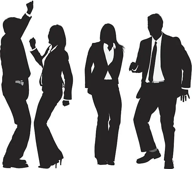 Vector illustration of Silhouette of businesspeople dancing