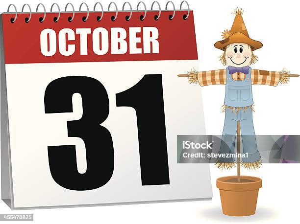 Halloween Strach Na Wróble Kalendarz - Stockowe grafiki wektorowe i więcej obrazów Cukierek albo psikus - Cukierek albo psikus, Data, Grafika wektorowa