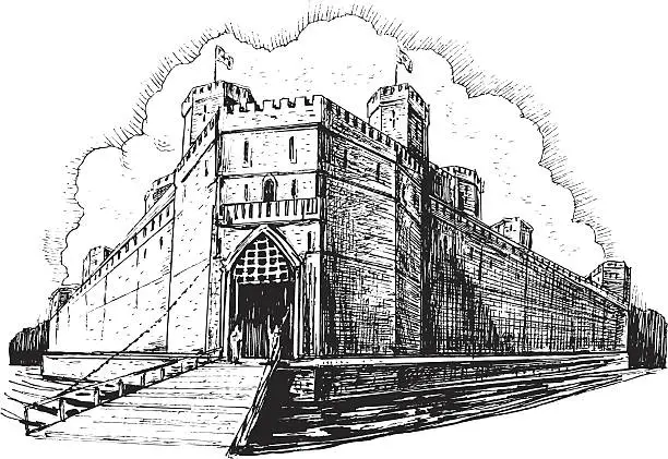 Vector illustration of Medieval Castle and Moat