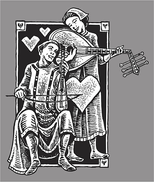 가득했다 minstrels - medieval music stock illustrations