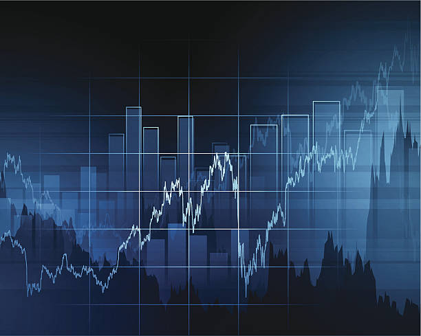 ilustraciones, imágenes clip art, dibujos animados e iconos de stock de tabla de mercado de stock - nasdaq exchange rate moving up striped