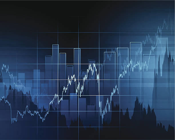ilustrações de stock, clip art, desenhos animados e ícones de gráfico de bolsa de valores - investment finance frequency blue