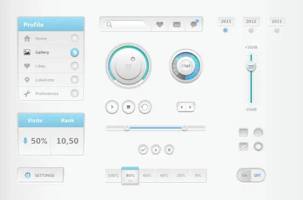 Vector illustration of Modern collection of minimal and white web elements