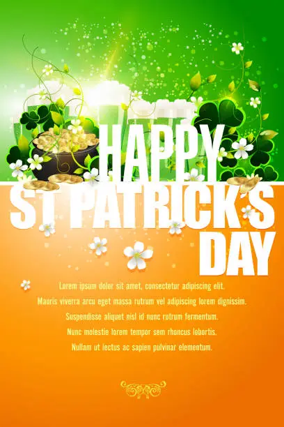 Vector illustration of A poster wishing a happy st Patrick's day