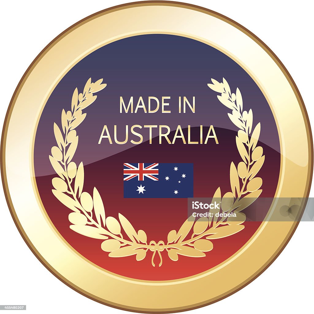 Сделано в Австралии золотой щит - Векторная графика Австралийский флаг роялти-фри